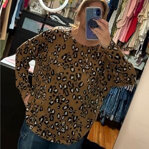 First Love Tan Leopard Print Sweater